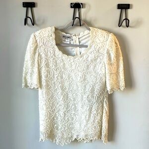 Brilliante by JA, vintage bridal wedding dress separate top, bead and lace small